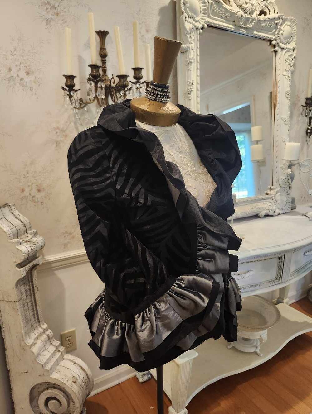 Vintage Grace Chuang New York  Velvet Ruffle Jacket